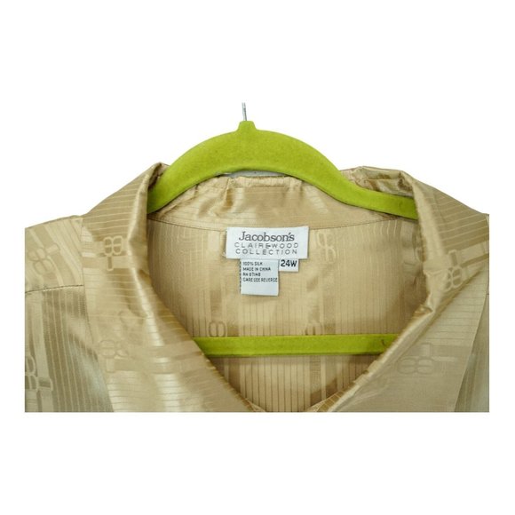 NWT Jacobson's Women's Size 24W Button Up Long Sleeve 100% Silk Shirt Gold VTG - Picture 7 of 9